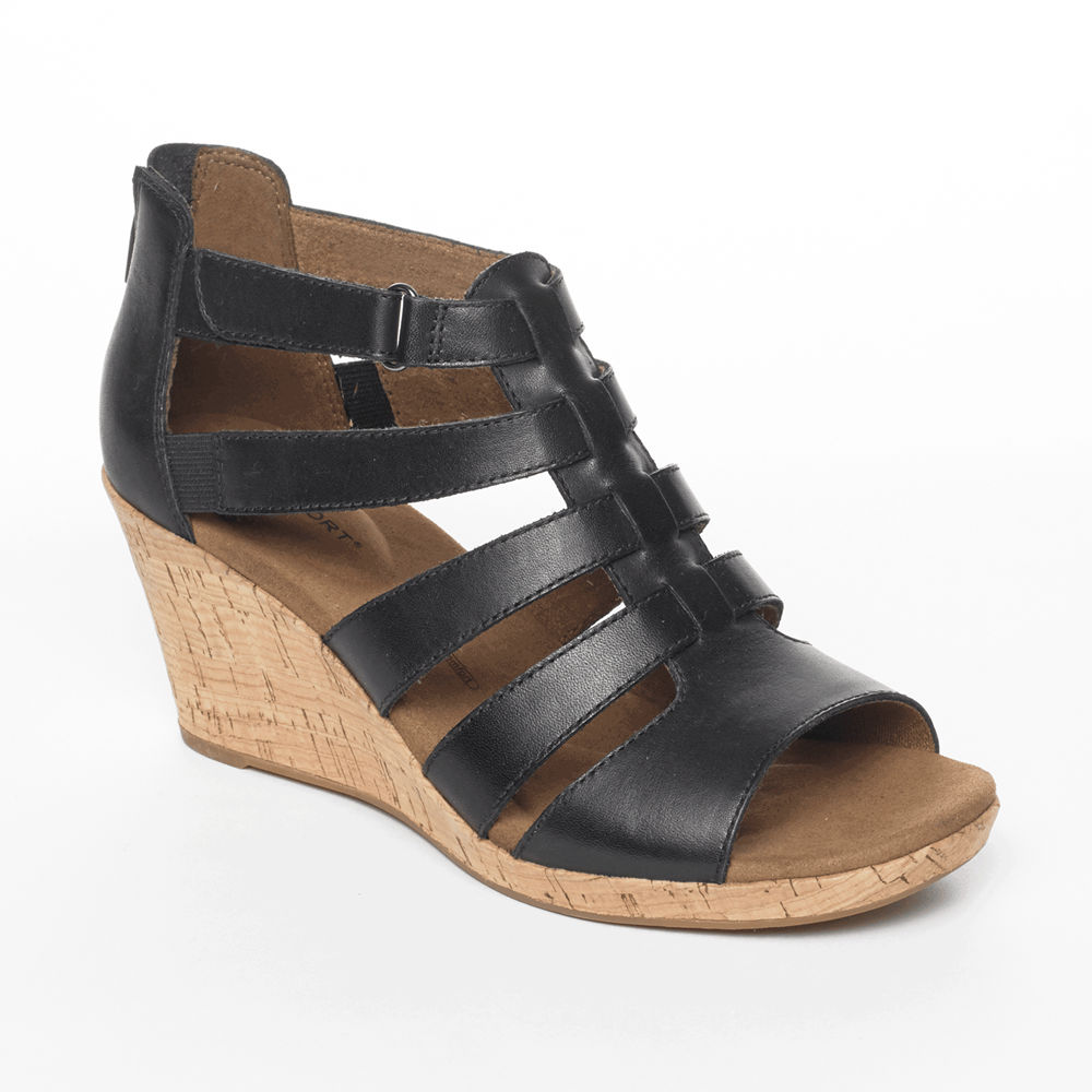 Sandalias Rockport Mujer Mexico - Briah Gladiator Negros - RTBOQ5493